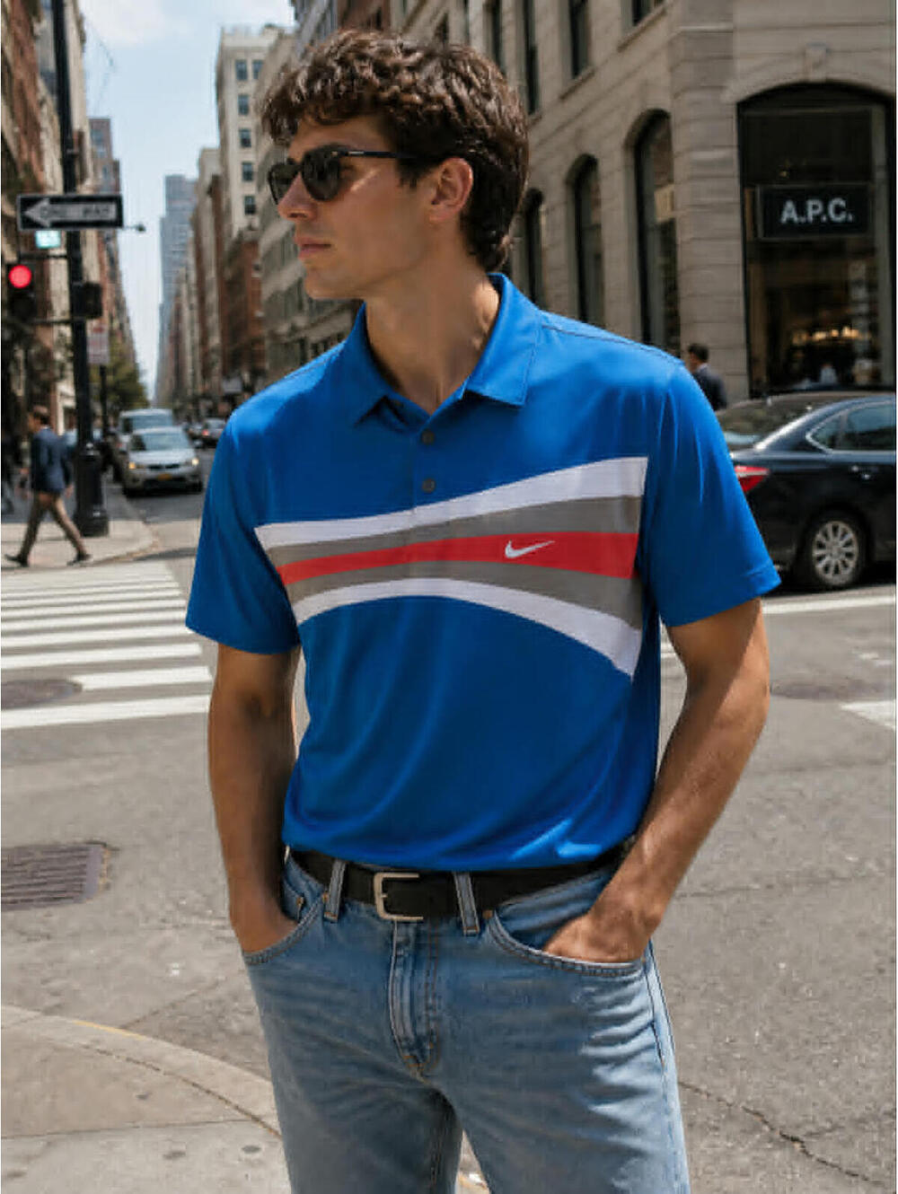 Nike Golf Dri-FIT Blue Polo Men L Sport Golfcore Athleisure Vintage Casual
